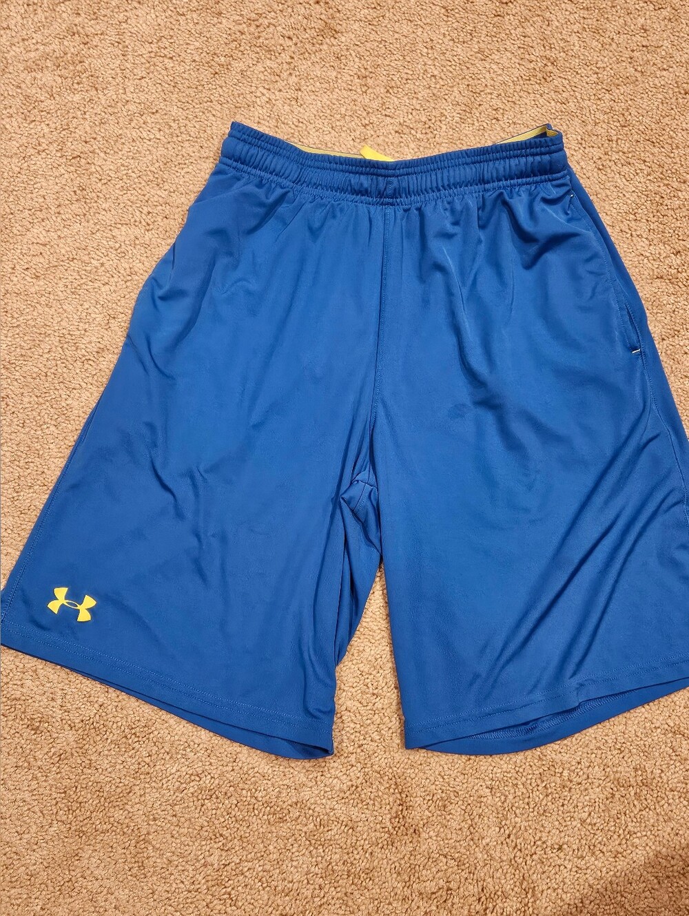 Under Armour Royal Blue Boy's Athletic Shorts with Yellow Logo